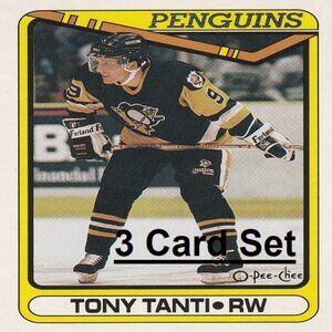 Tony Tanti Pittsburgh Penguins NHL Hockey Card Collection  - 3 Card Set